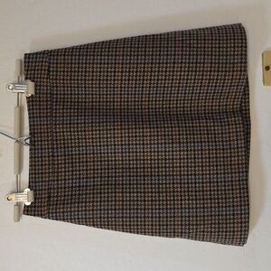 Women's Size 2 J Crew Wool Blend Mini Skirt Houndstooth Brown Academia Preppy